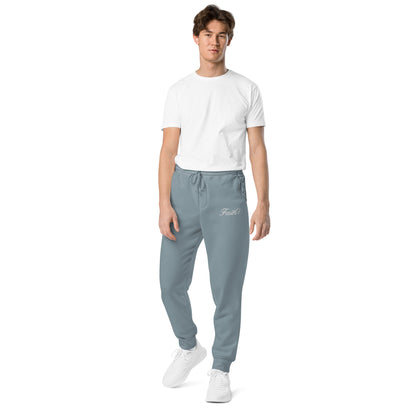 Embroidered Holy Trinity "Faith" Set Unisex Pigment Dyed Sweatpants - Faith, Can Apparel
