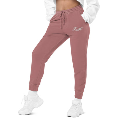 Embroidered Holy Trinity "Faith" Set Unisex Pigment Dyed Sweatpants - Faith, Can Apparel