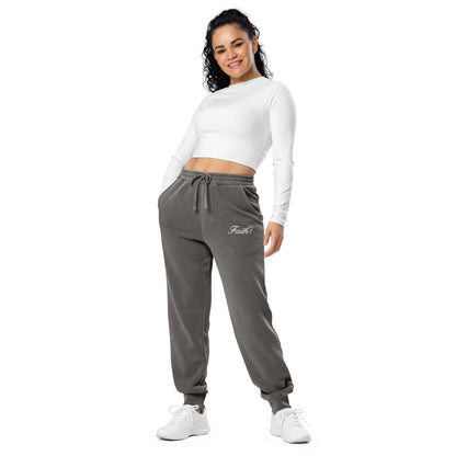 Embroidered Holy Trinity "Faith" Set Unisex Pigment Dyed Sweatpants - Faith, Can Apparel