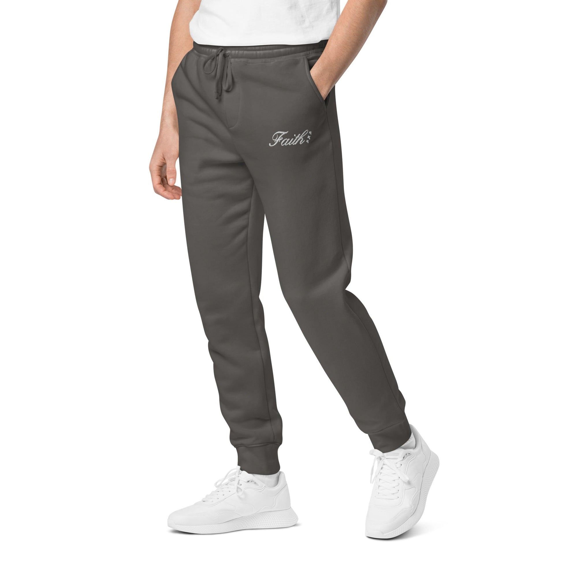 Embroidered Holy Trinity "Faith" Set Unisex Pigment Dyed Sweatpants - Faith, Can Apparel