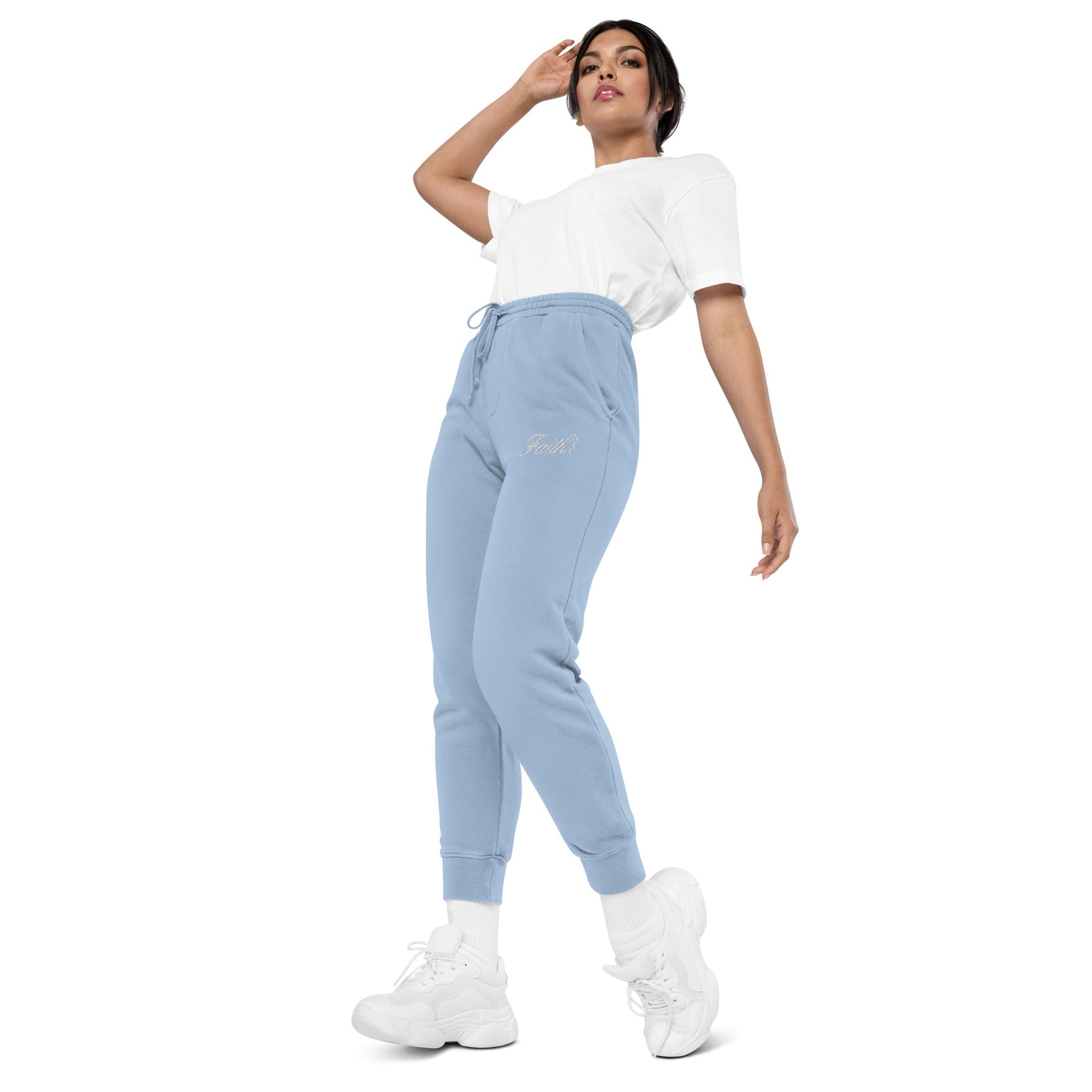 Embroidered Holy Trinity "Faith" Set Unisex Pigment Dyed Sweatpants - Faith, Can Apparel