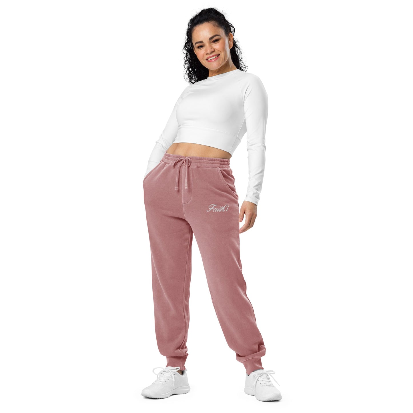Embroidered Holy Trinity "Faith" Set Unisex Pigment Dyed Sweatpants - Faith, Can Apparel