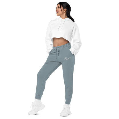 Embroidered Holy Trinity "Faith" Set Unisex Pigment Dyed Sweatpants - Faith, Can Apparel