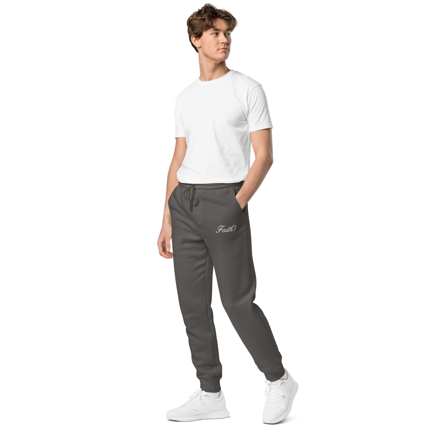 Embroidered Holy Trinity "Faith" Set Unisex Pigment Dyed Sweatpants - Faith, Can Apparel
