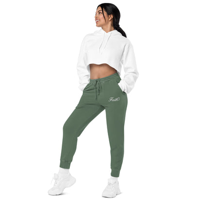 Embroidered Holy Trinity "Faith" Set Unisex Pigment Dyed Sweatpants - Faith, Can Apparel