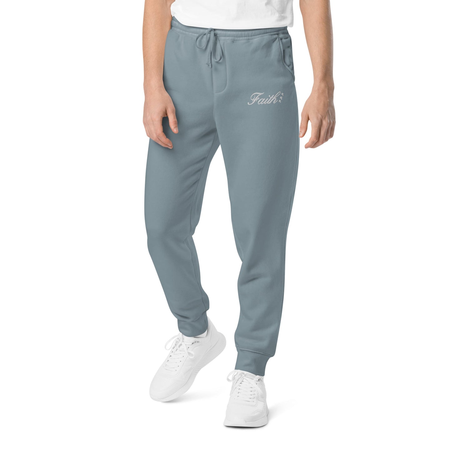 Embroidered Holy Trinity "Faith" Set Unisex Pigment Dyed Sweatpants - Faith, Can Apparel