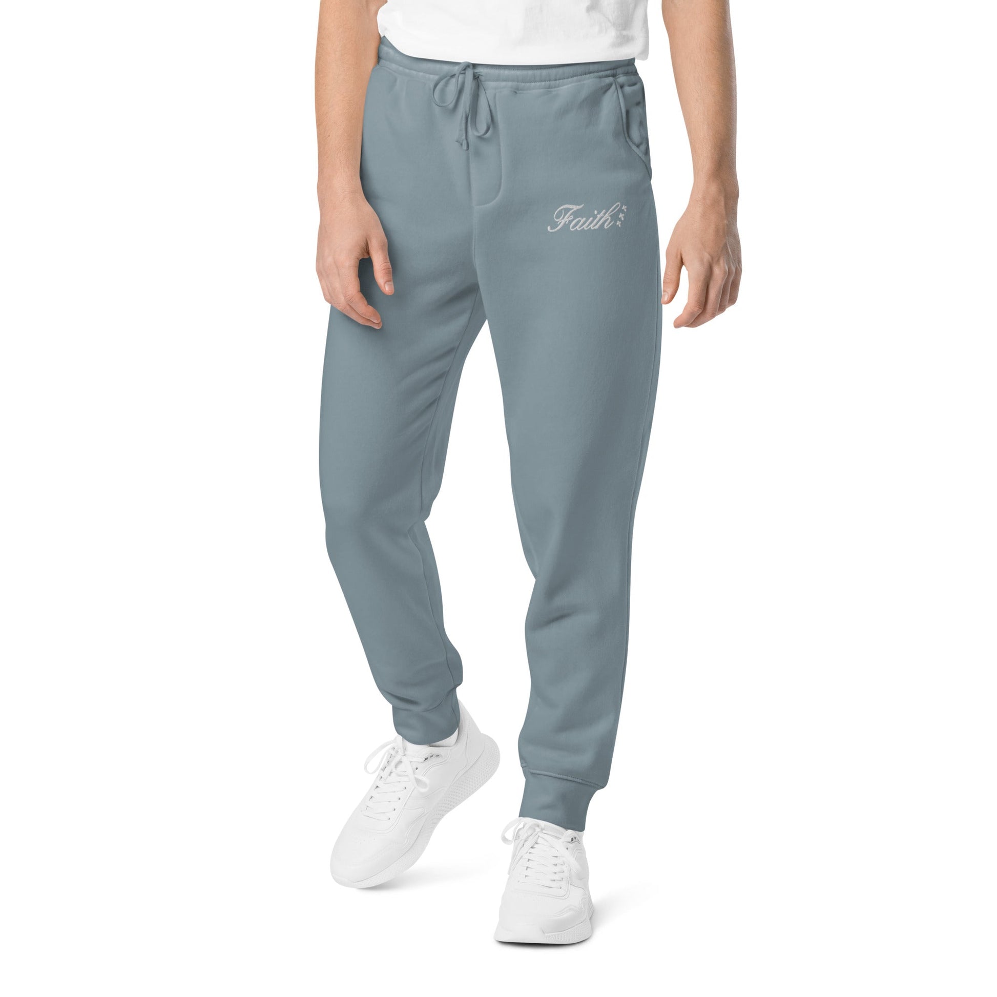 Embroidered Holy Trinity "Faith" Set Unisex Pigment Dyed Sweatpants - Faith, Can Apparel