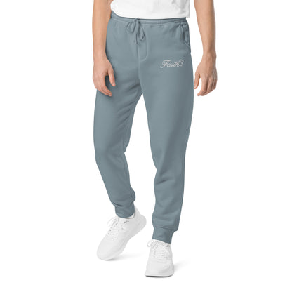 Embroidered Holy Trinity "Faith" Set Unisex Pigment Dyed Sweatpants - Faith, Can Apparel