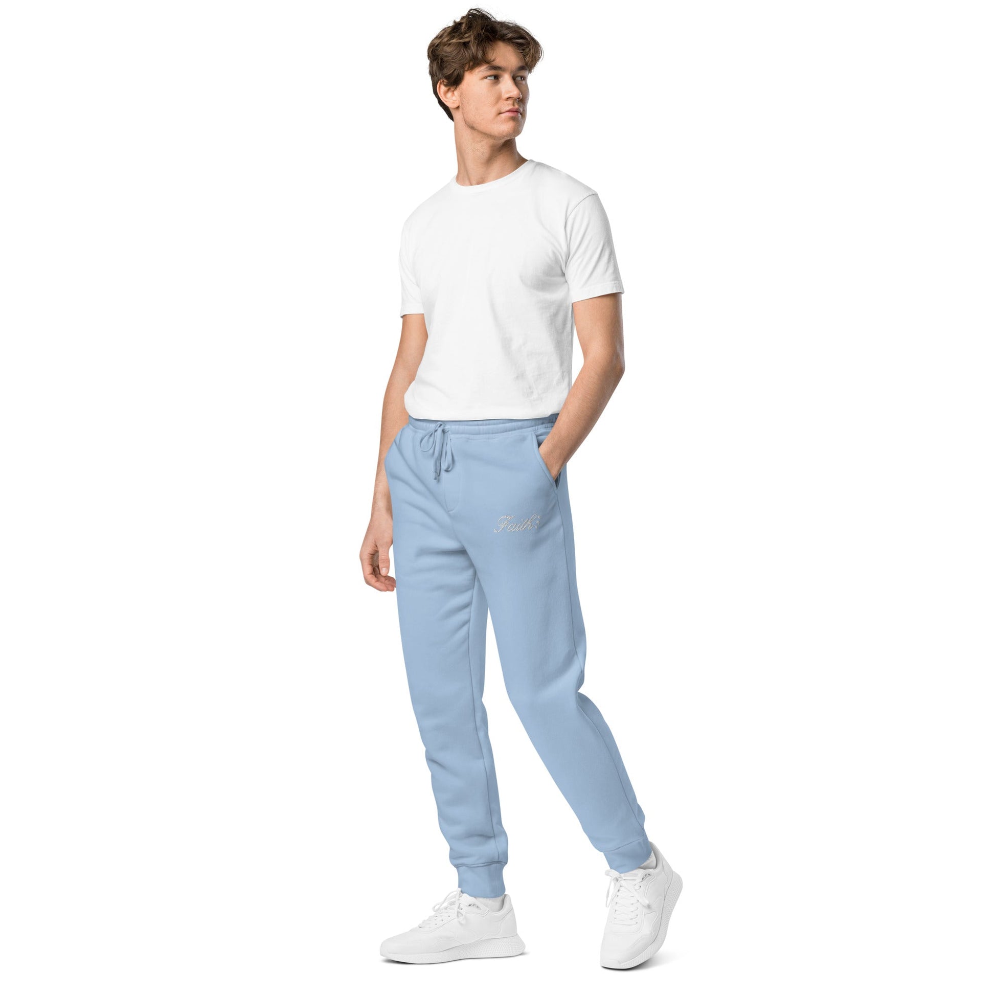 Embroidered Holy Trinity "Faith" Set Unisex Pigment Dyed Sweatpants - Faith, Can Apparel