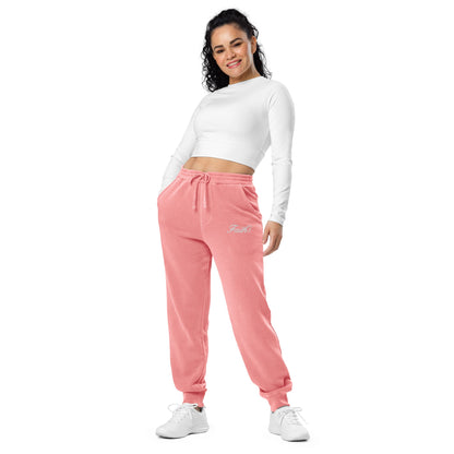 Embroidered Holy Trinity "Faith" Set Unisex Pigment Dyed Sweatpants - Faith, Can Apparel