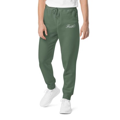 Embroidered Holy Trinity "Faith" Set Unisex Pigment Dyed Sweatpants - Faith, Can Apparel