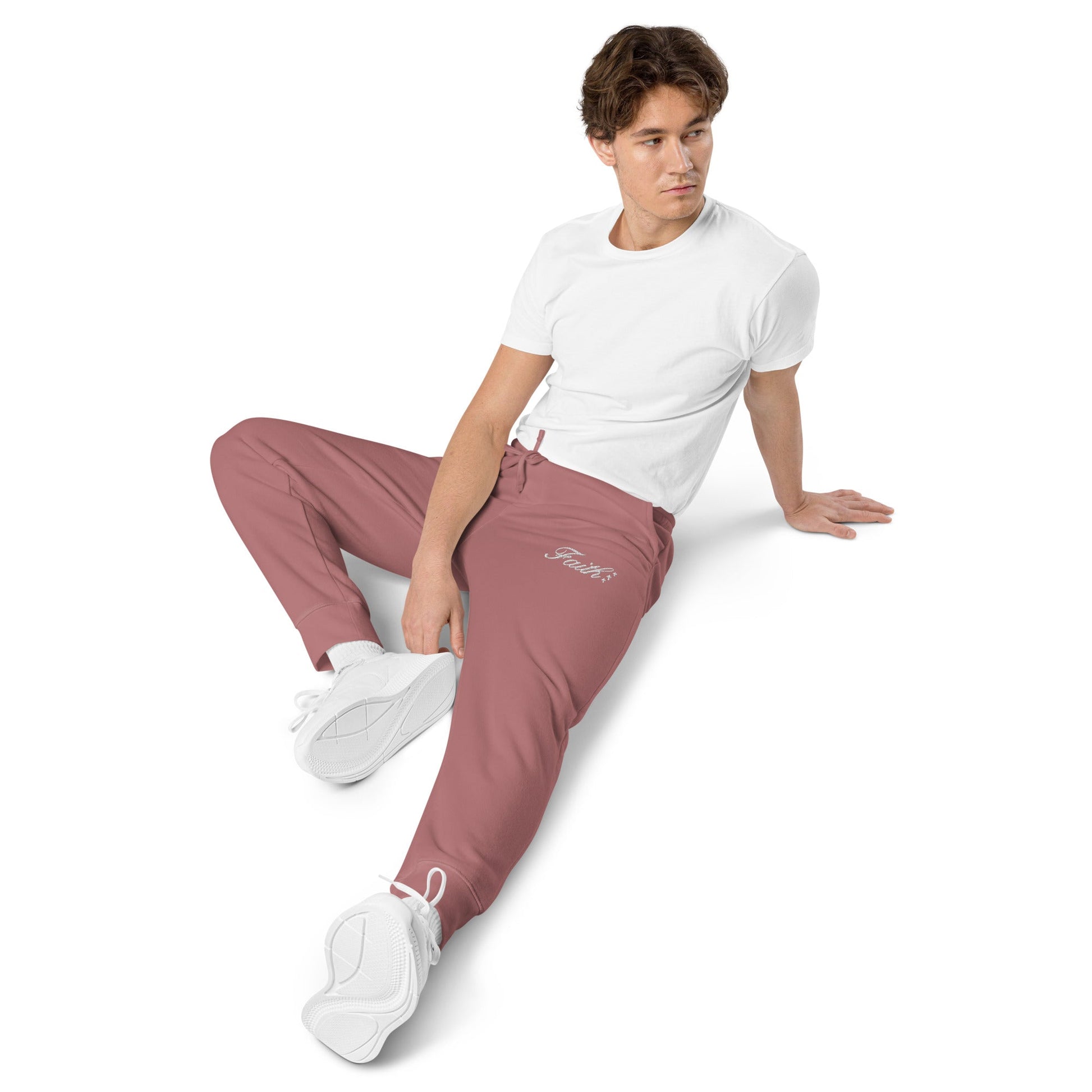 Embroidered Holy Trinity "Faith" Set Unisex Pigment Dyed Sweatpants - Faith, Can Apparel