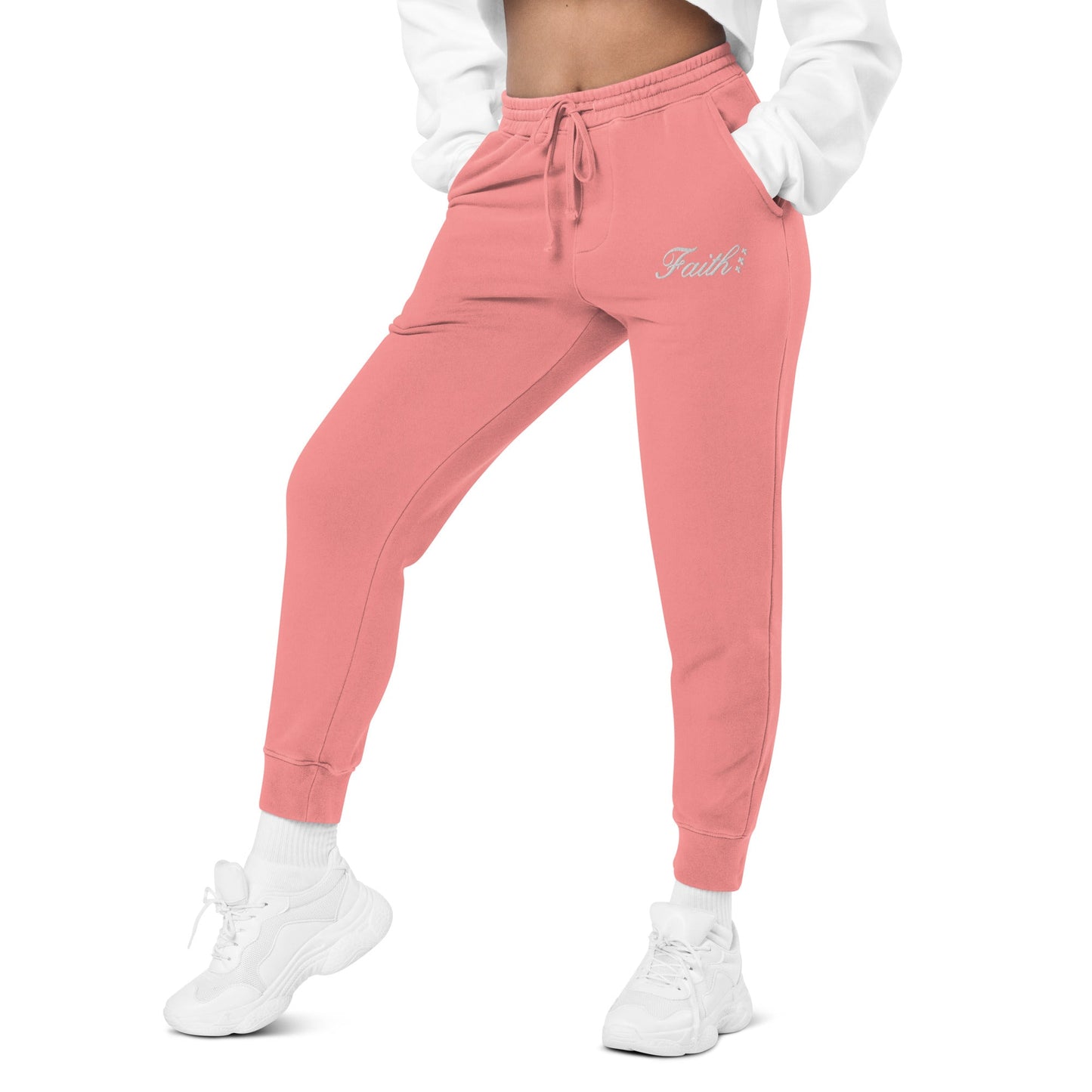 Embroidered Holy Trinity "Faith" Set Unisex Pigment Dyed Sweatpants - Faith, Can Apparel