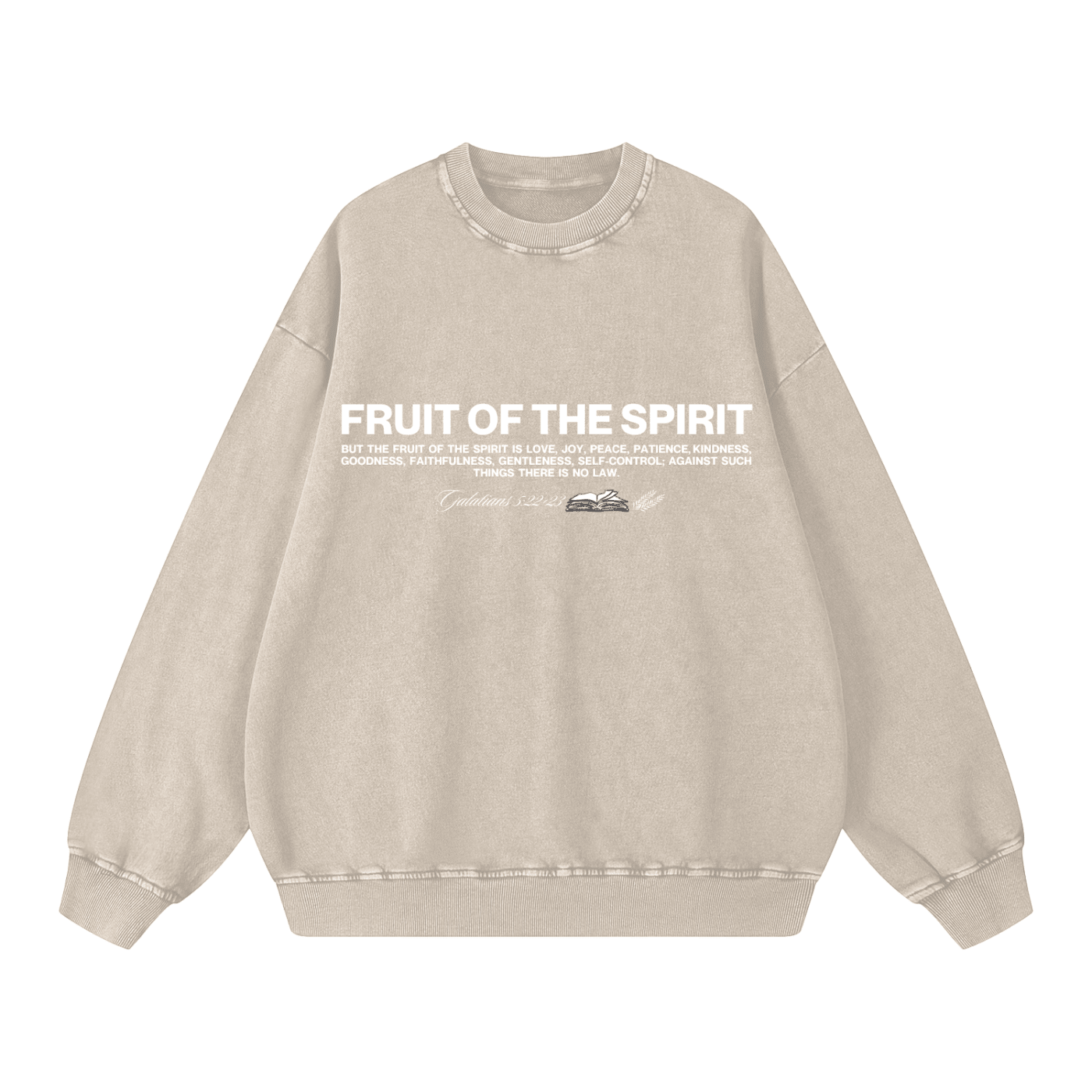 FRUIT OF THE SPIRIT Acid Washed Oversized Sweatshirt - Faith, Can Apparel