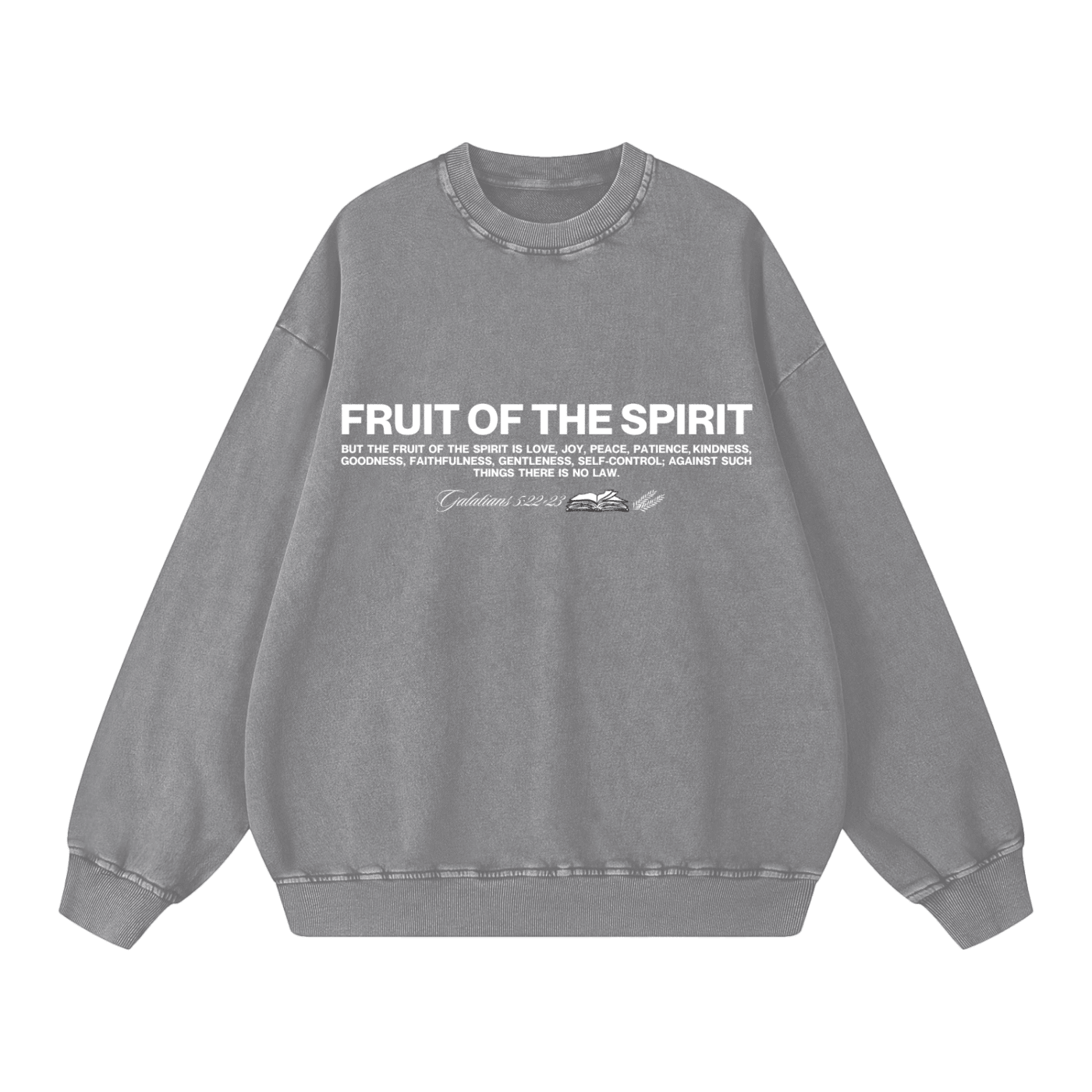 FRUIT OF THE SPIRIT Acid Washed Oversized Sweatshirt - Faith, Can Apparel