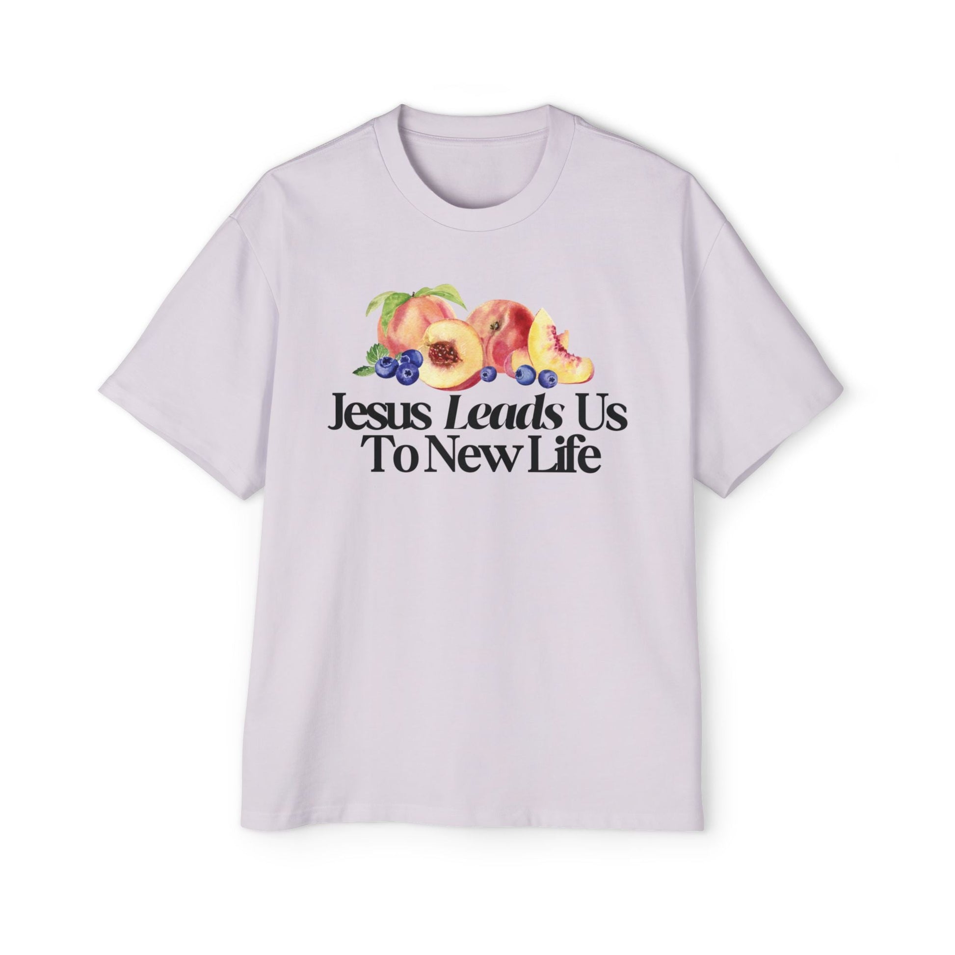 JESUS LEADS US TO NEW LIFE Men's Heavy Oversized Cotton T-Shirt - Faith, Can Apparel