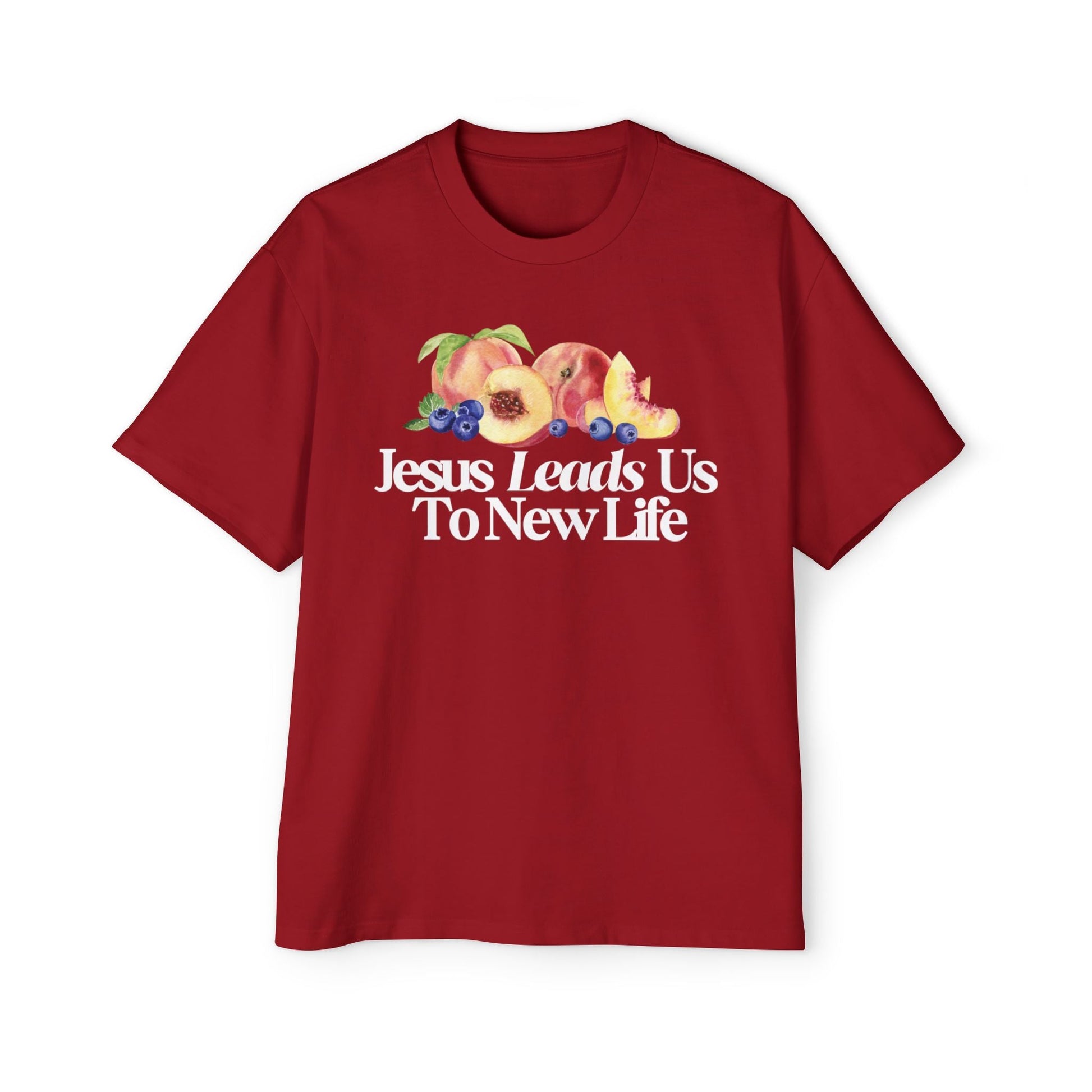 JESUS LEADS US TO NEW LIFE Men's Heavy Oversized Cotton T-Shirt - Faith, Can Apparel