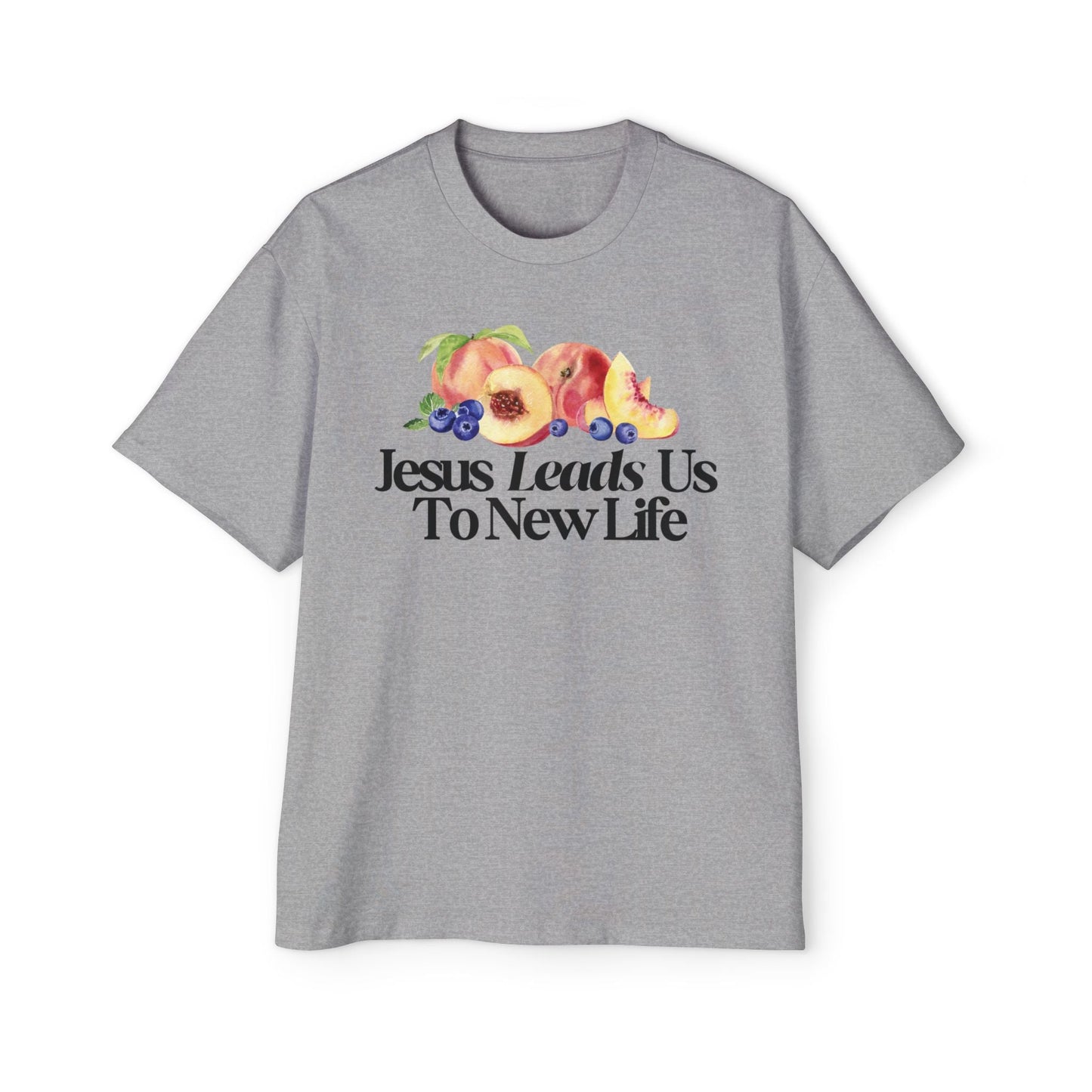 JESUS LEADS US TO NEW LIFE Men's Heavy Oversized Cotton T-Shirt - Faith, Can Apparel