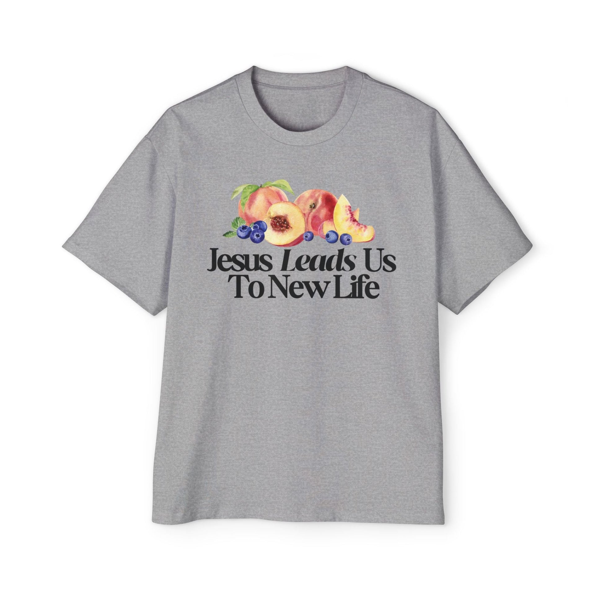 JESUS LEADS US TO NEW LIFE Men's Heavy Oversized Cotton T-Shirt - Faith, Can Apparel