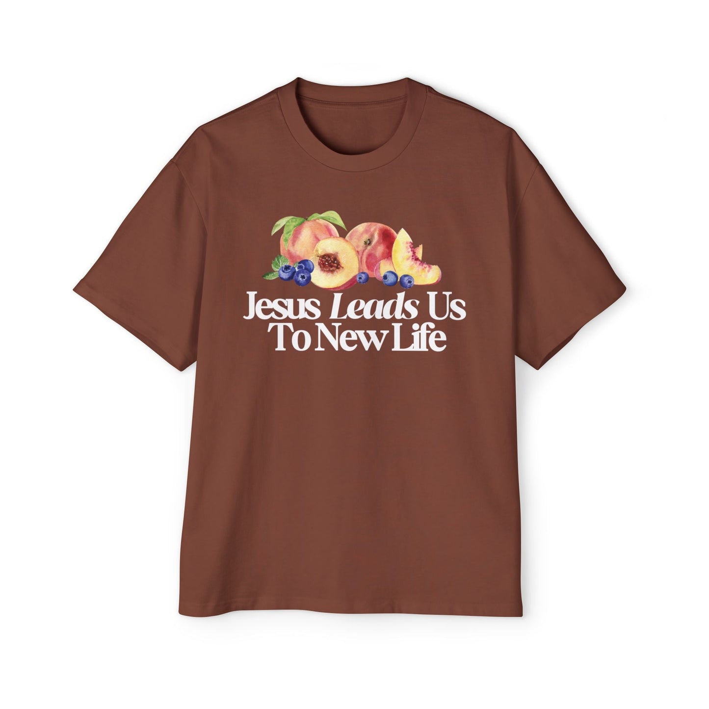 JESUS LEADS US TO NEW LIFE Men's Heavy Oversized Cotton T-Shirt - Faith, Can Apparel