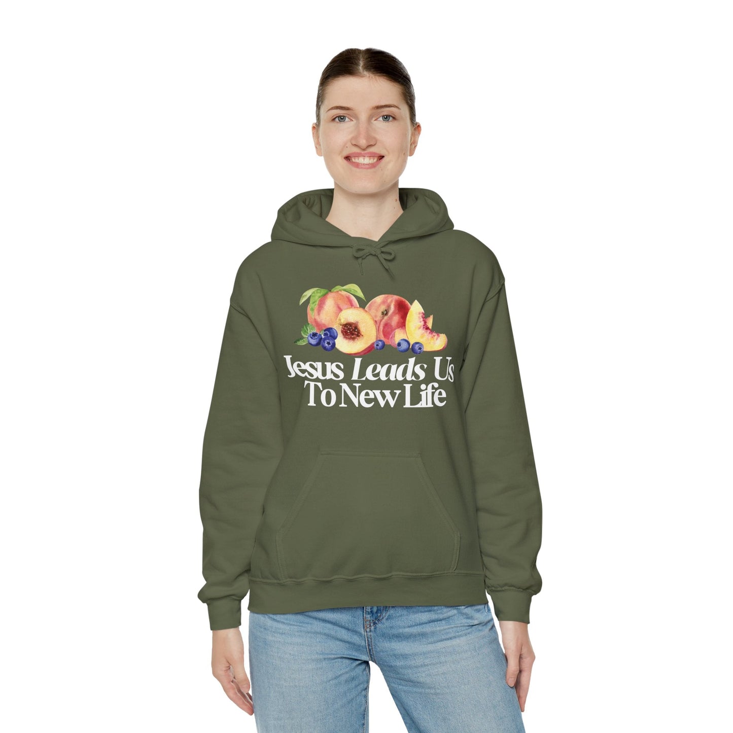 JESUS LEADS US TO NEW LIFE Unisex Heavy Blend Hoodie - Faith, Can Apparel