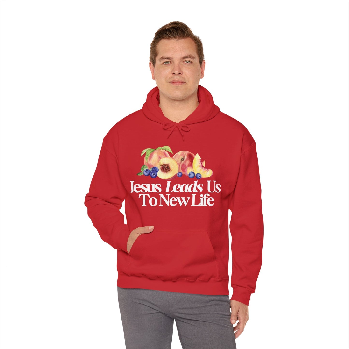 JESUS LEADS US TO NEW LIFE Unisex Heavy Blend Hoodie - Faith, Can Apparel