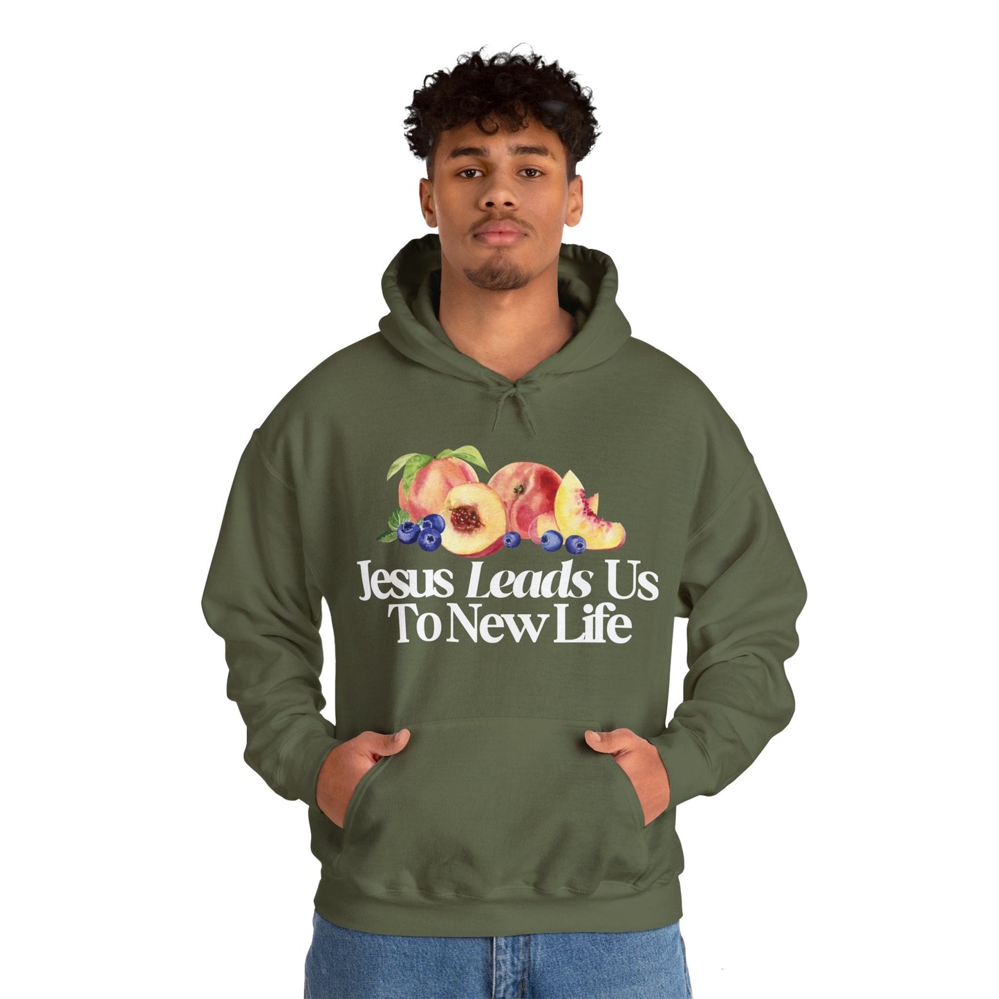 JESUS LEADS US TO NEW LIFE Unisex Heavy Blend Hoodie - Faith, Can Apparel