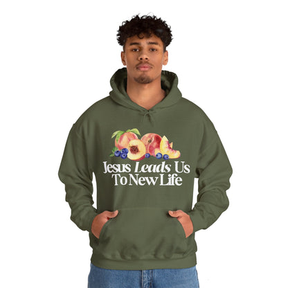 JESUS LEADS US TO NEW LIFE Unisex Heavy Blend Hoodie - Faith, Can Apparel