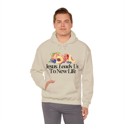 JESUS LEADS US TO NEW LIFE Unisex Heavy Blend Hoodie - Faith, Can Apparel