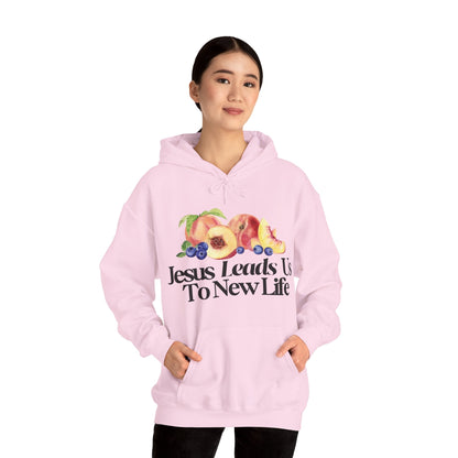 JESUS LEADS US TO NEW LIFE Unisex Heavy Blend Hoodie - Faith, Can Apparel