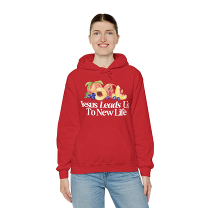 JESUS LEADS US TO NEW LIFE Unisex Heavy Blend Hoodie - Faith, Can Apparel