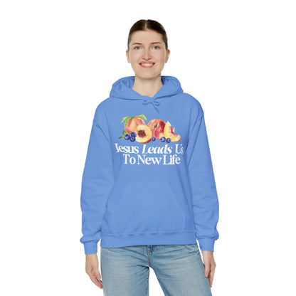 JESUS LEADS US TO NEW LIFE Unisex Heavy Blend Hoodie - Faith, Can Apparel