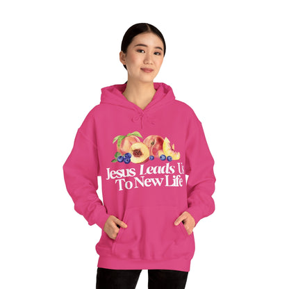 JESUS LEADS US TO NEW LIFE Unisex Heavy Blend Hoodie - Faith, Can Apparel