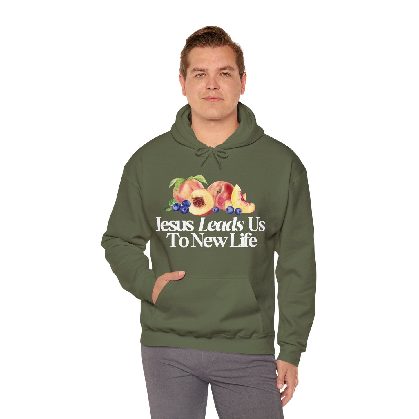 JESUS LEADS US TO NEW LIFE Unisex Heavy Blend Hoodie - Faith, Can Apparel