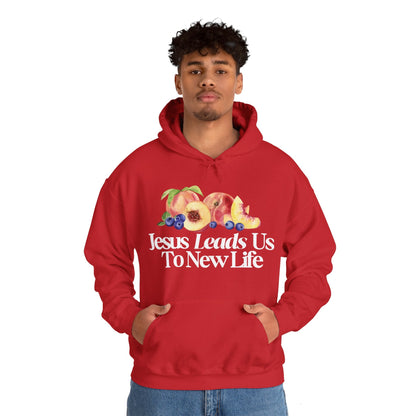 JESUS LEADS US TO NEW LIFE Unisex Heavy Blend Hoodie - Faith, Can Apparel