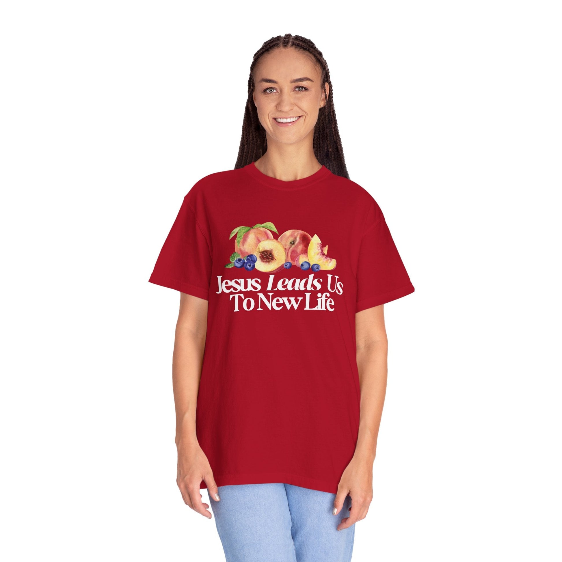 JESUS LEADS US TO NEW LIFE Women's Ring Spun Cotton T-Shirt - Faith, Can Apparel