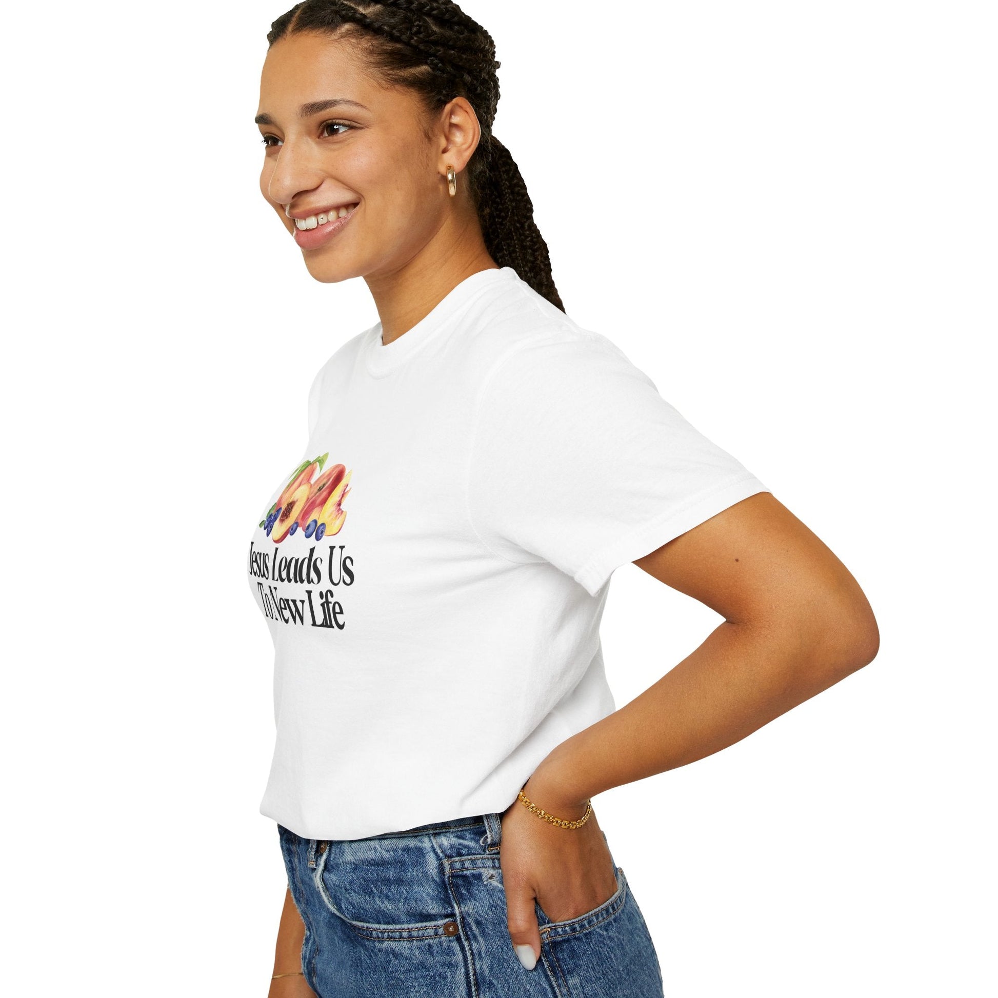 JESUS LEADS US TO NEW LIFE Women's Ring Spun Cotton T-Shirt - Faith, Can Apparel