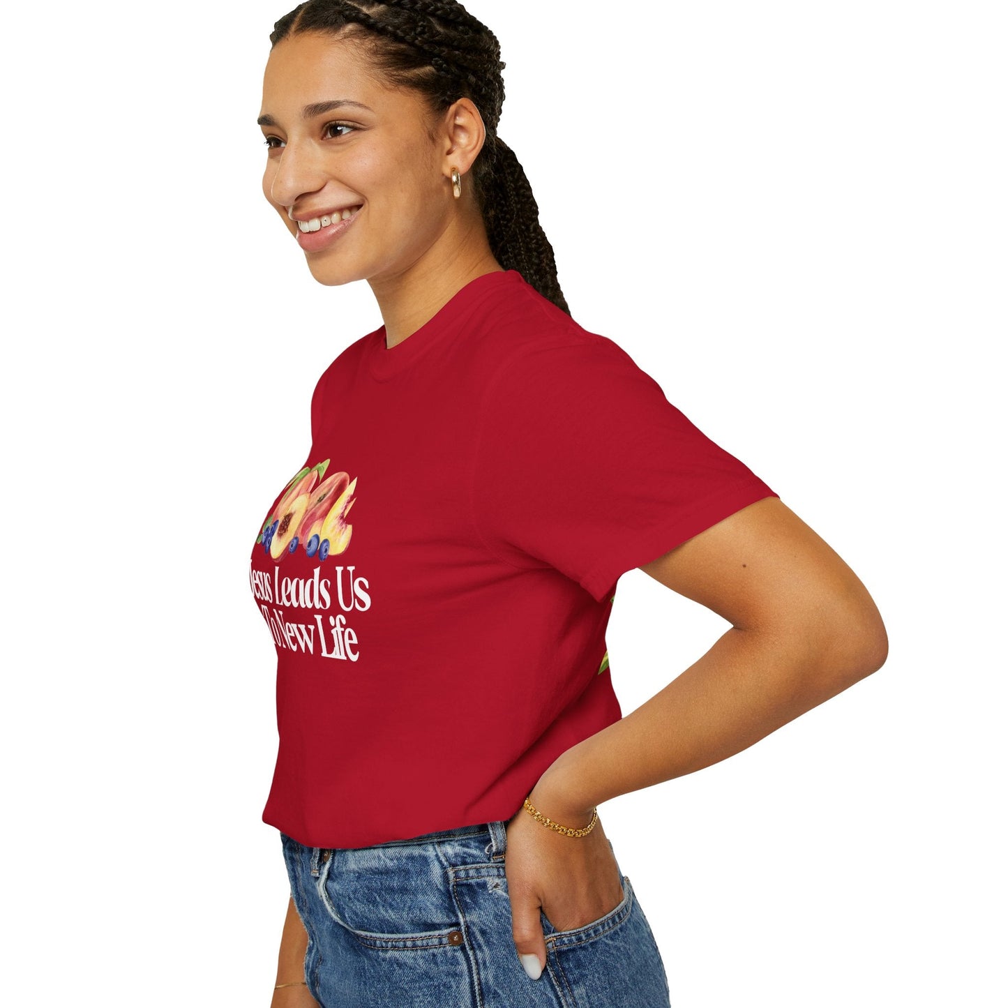 JESUS LEADS US TO NEW LIFE Women's Ring Spun Cotton T-Shirt - Faith, Can Apparel