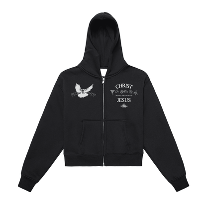 REPENT Women's Zip - Up Cropped Hoodie - Faith, Can Apparel
