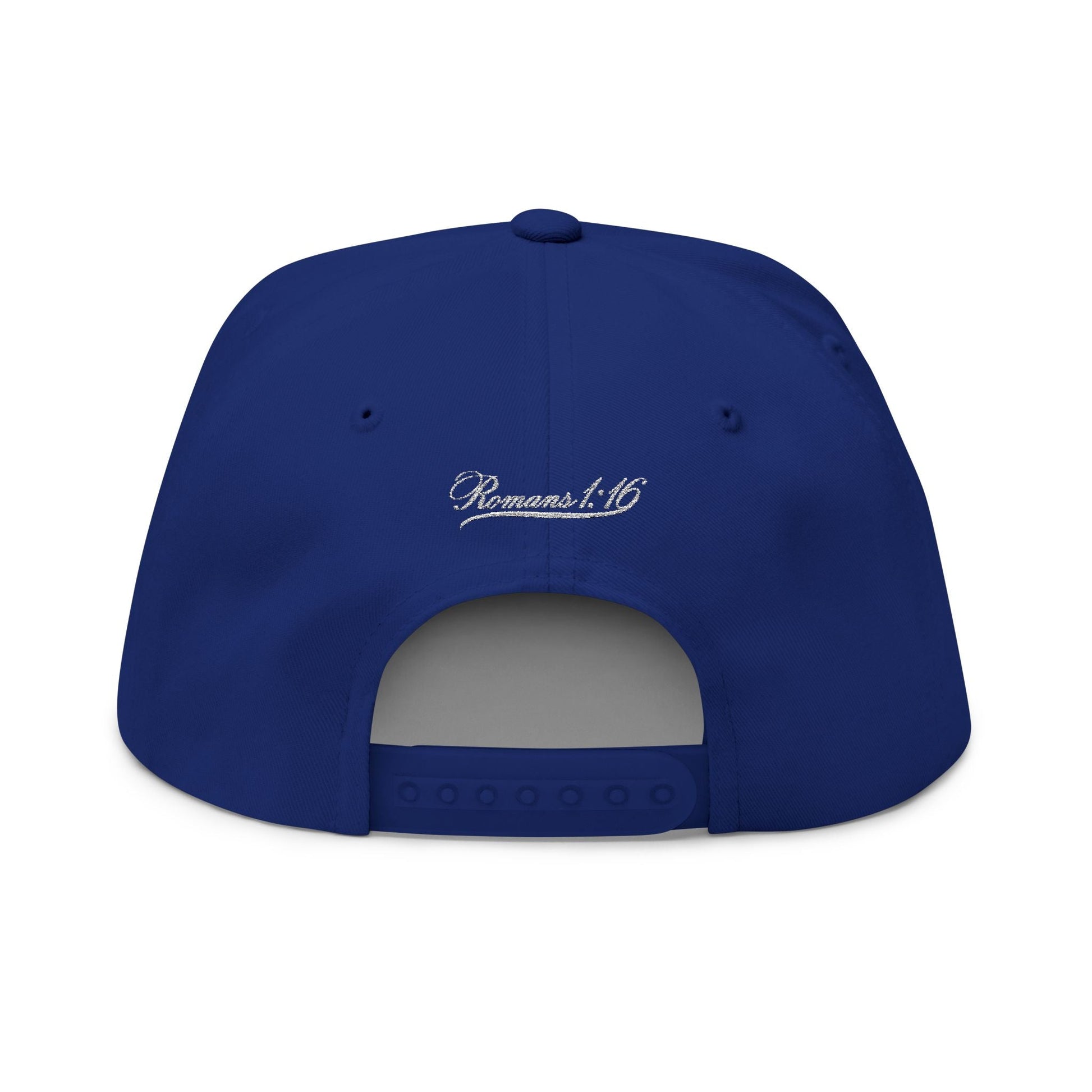 Romans 1:16 Faith Embroidered Flat Bill Cap Floral Script Snapback - Faith, Can Apparel