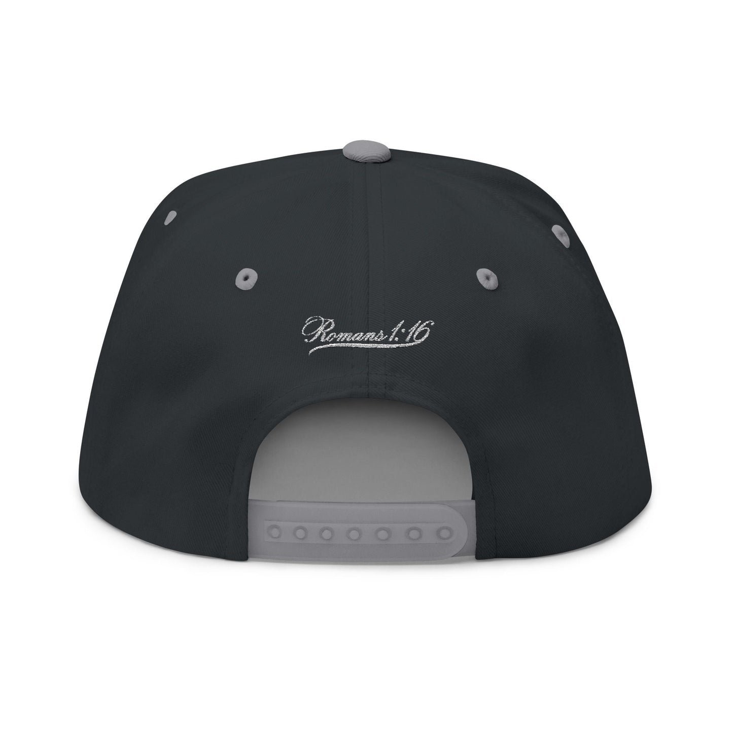 Romans 1:16 Faith Embroidered Flat Bill Cap Floral Script Snapback - Faith, Can Apparel