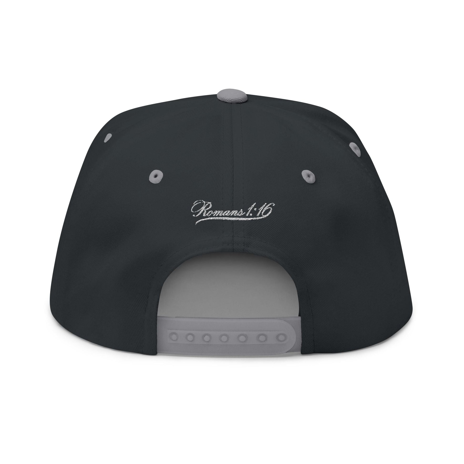 Romans 1:16 Faith Embroidered Flat Bill Cap Floral Script Snapback - Faith, Can Apparel