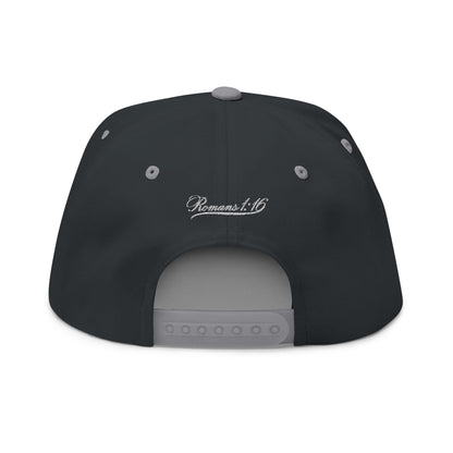 Romans 1:16 Faith Embroidered Flat Bill Cap Floral Script Snapback - Faith, Can Apparel