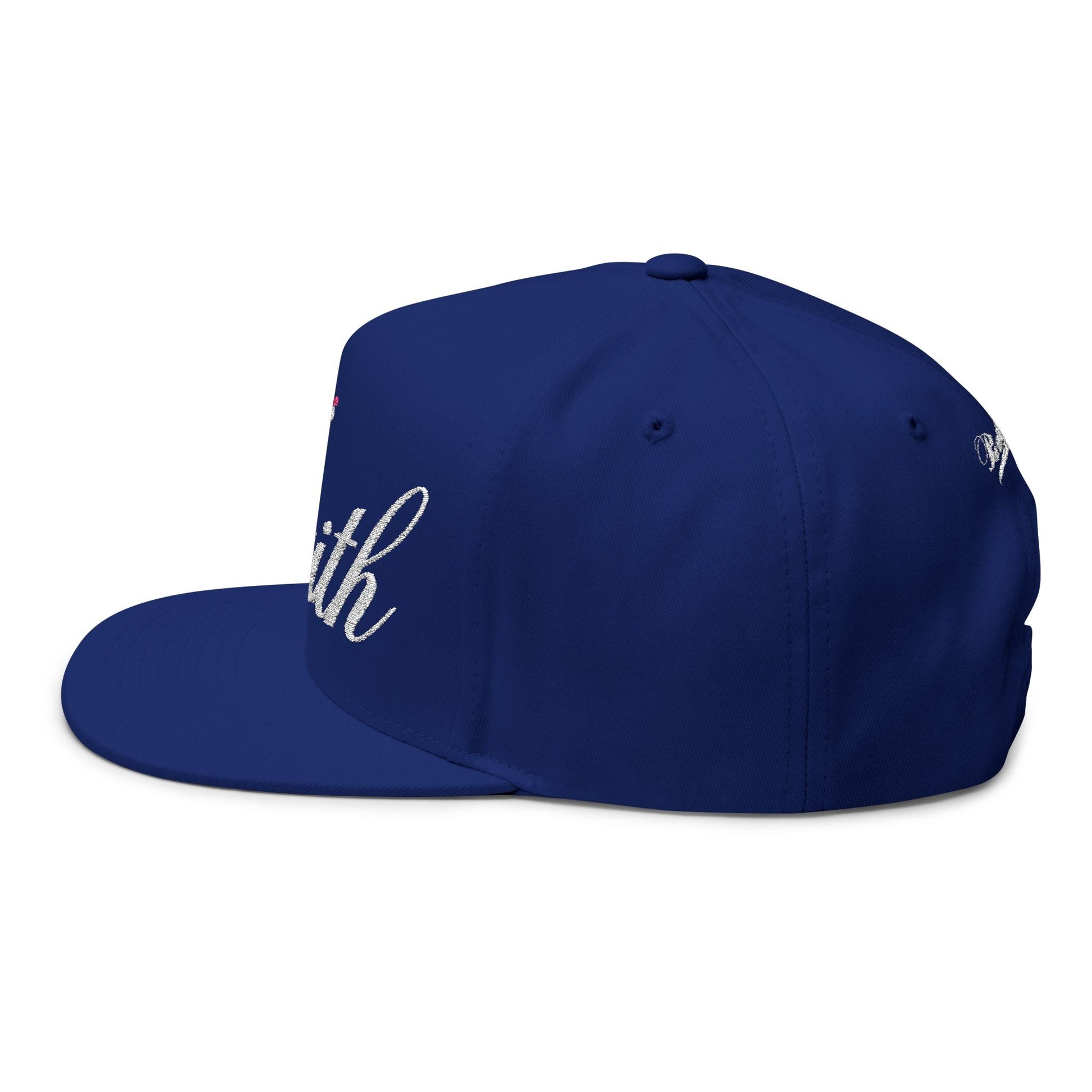 Romans 1:16 Faith Embroidered Flat Bill Cap Floral Script Snapback - Faith, Can Apparel
