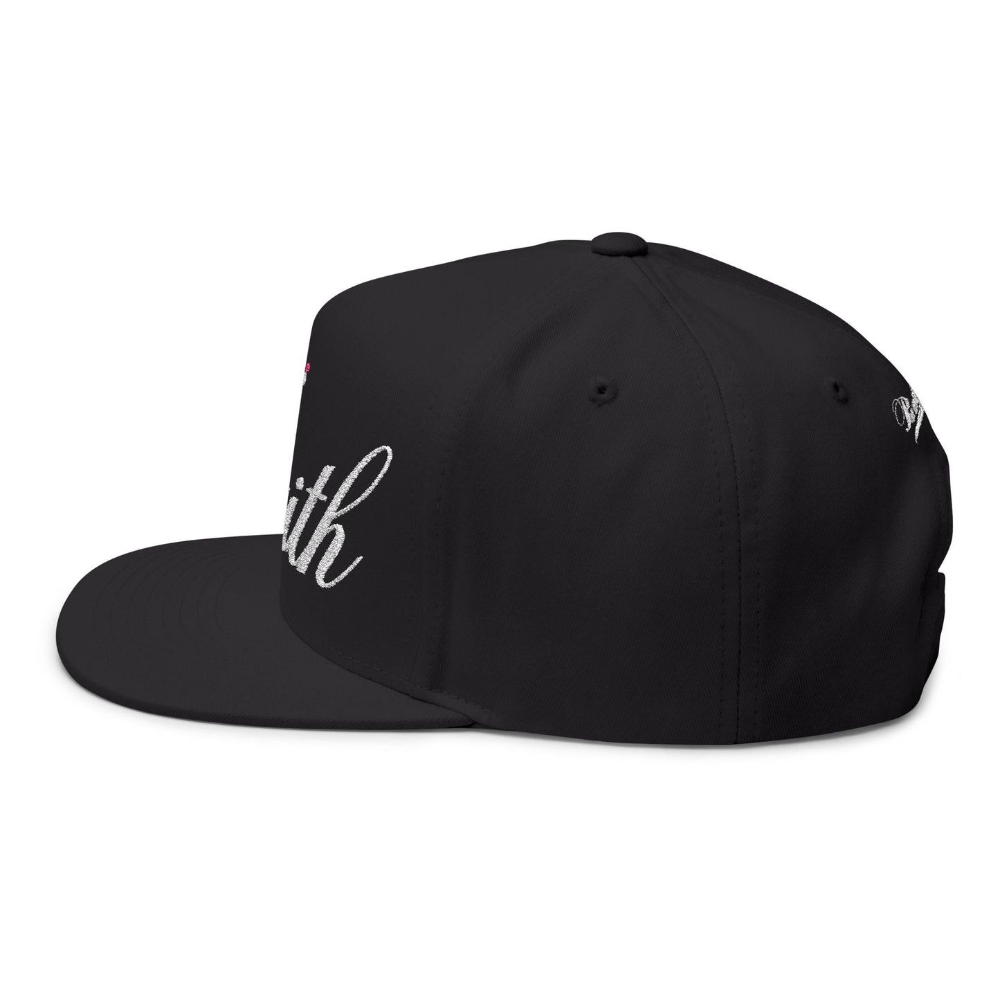 Romans 1:16 Faith Embroidered Flat Bill Cap Floral Script Snapback - Faith, Can Apparel