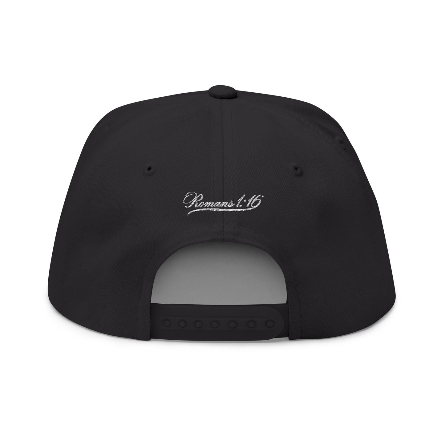 Romans 1:16 Faith Embroidered Flat Bill Cap Floral Script Snapback - Faith, Can Apparel