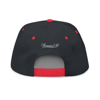 Romans 1:16 Faith Embroidered Flat Bill Cap Floral Script Snapback - Faith, Can Apparel