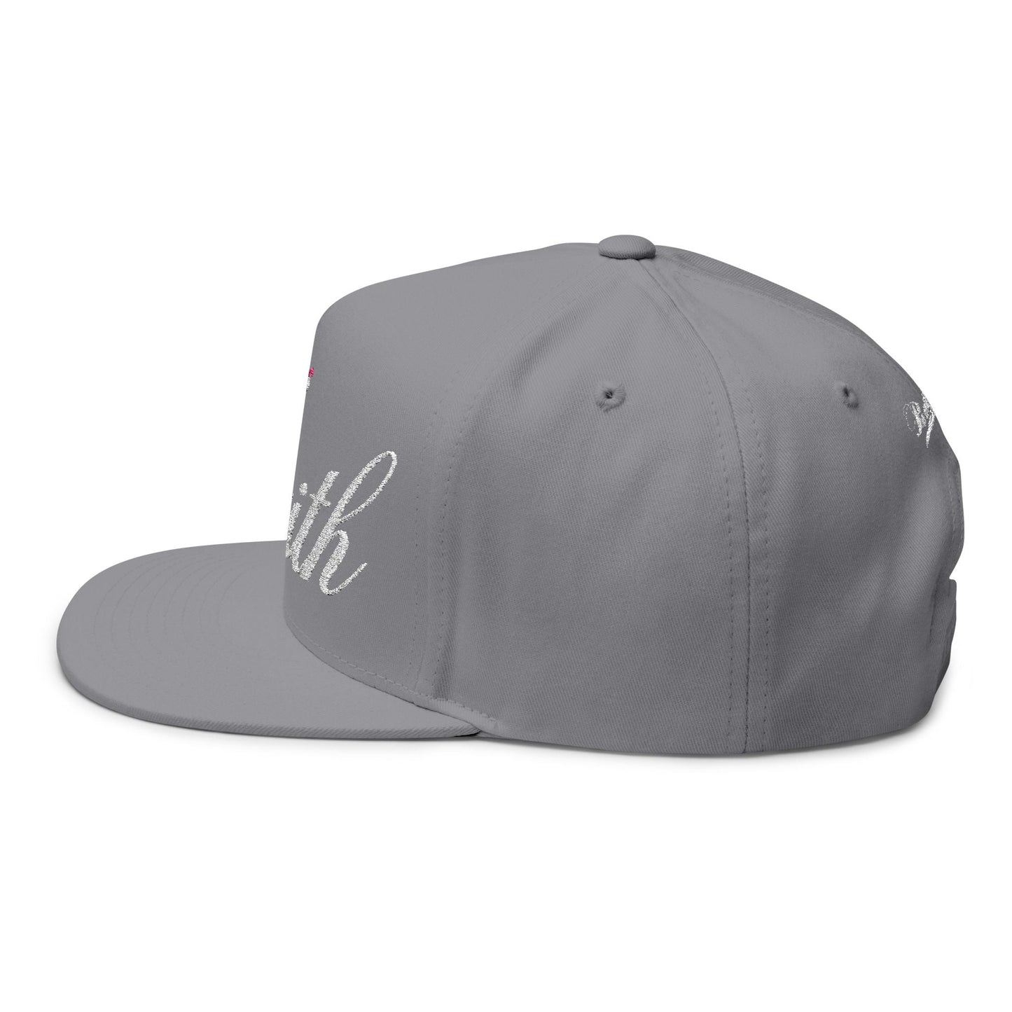Romans 1:16 Faith Embroidered Flat Bill Cap Floral Script Snapback - Faith, Can Apparel