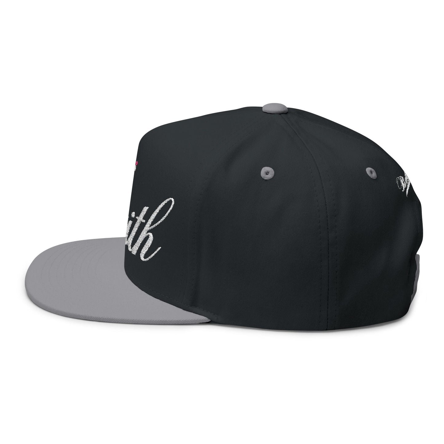 Romans 1:16 Faith Embroidered Flat Bill Cap Floral Script Snapback - Faith, Can Apparel