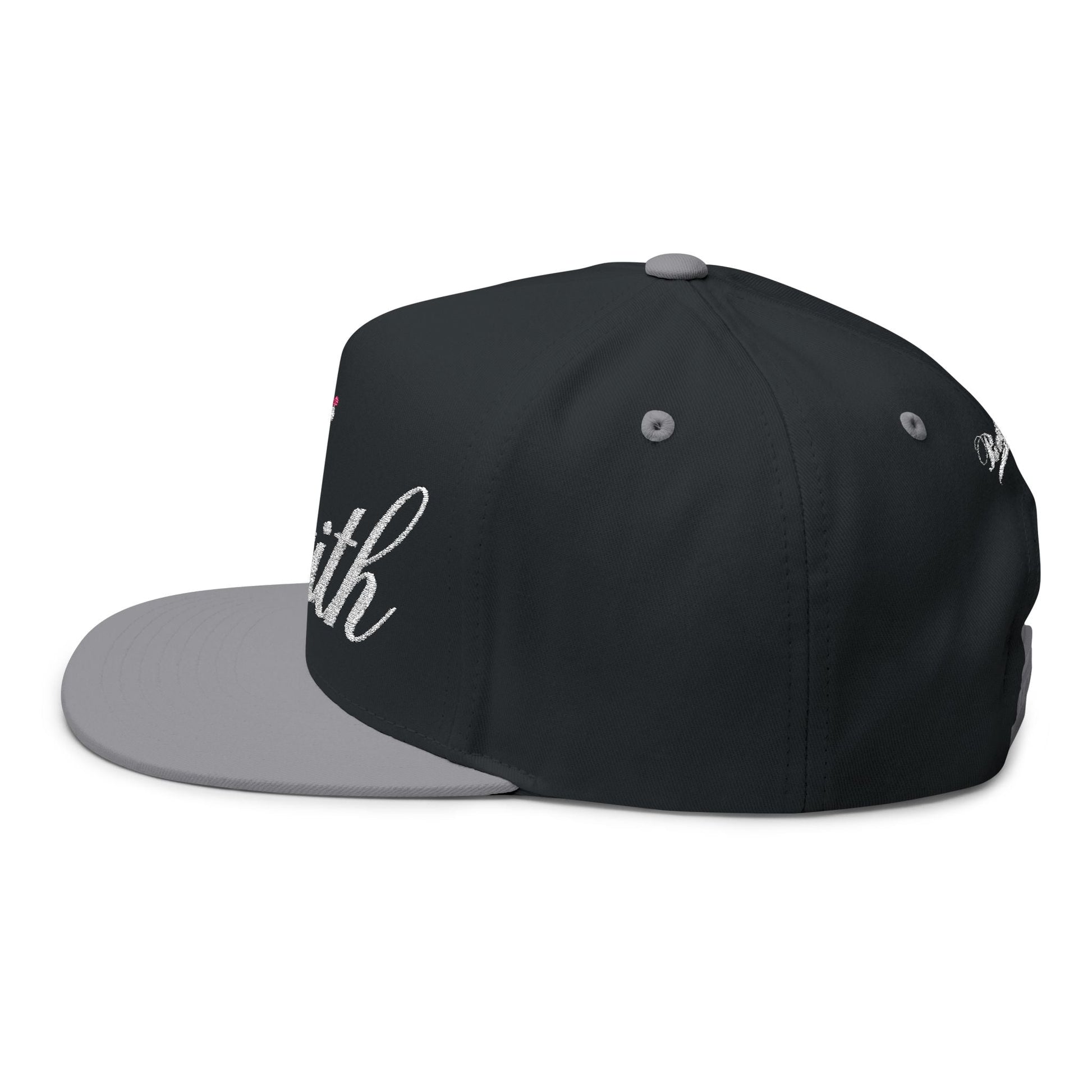 Romans 1:16 Faith Embroidered Flat Bill Cap Floral Script Snapback - Faith, Can Apparel